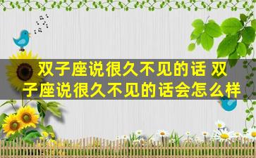 双子座说很久不见的话 双子座说很久不见的话会怎么样